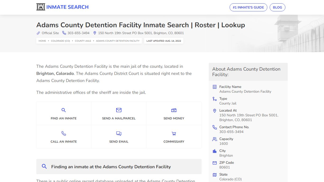 Adams County Detention Facility Inmate Search | Roster ...